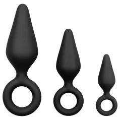   Easytoys - analinių kaiščių rinkinys su žiedu - 3 vnt - juoda