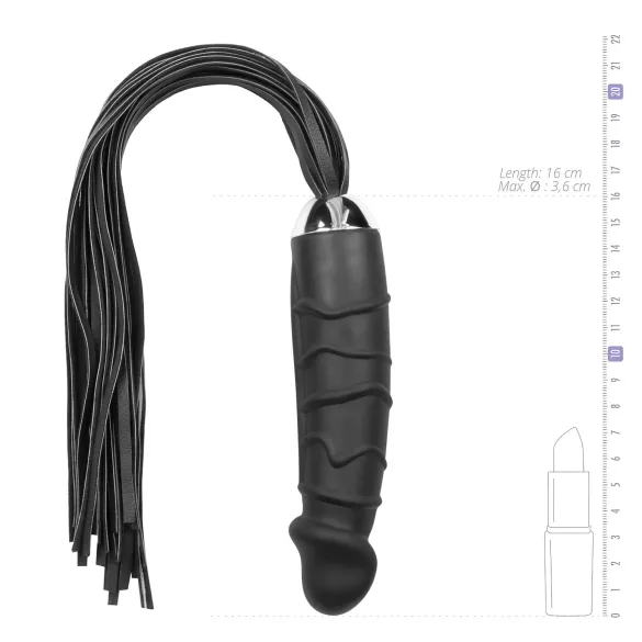 Easytoys - botagėlis su silikoniniu dildo - juodas