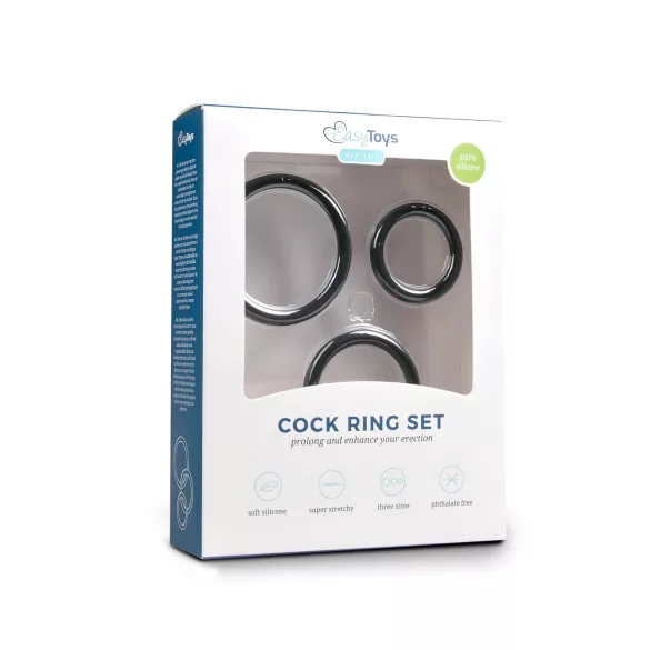 Easytoys - penio žiedų rinkinys - silikonas - 3 vnt - juodas