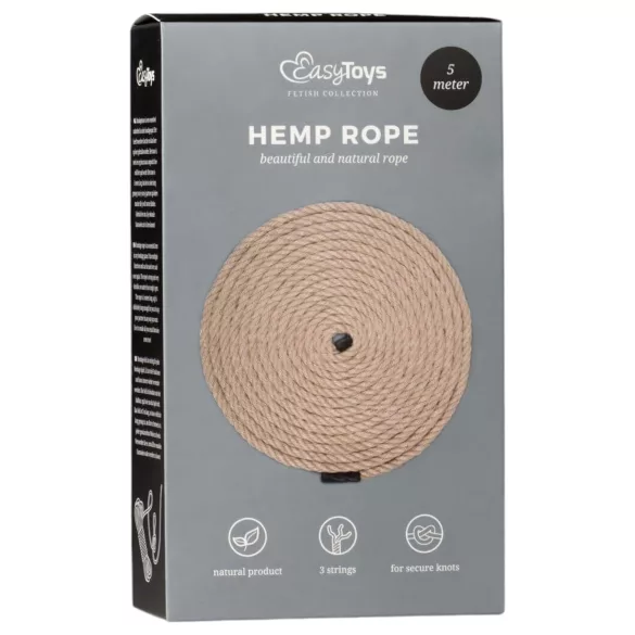 Easytoys kanapinė virvė - kanapinis bondage virvė (5 m, natūrali)