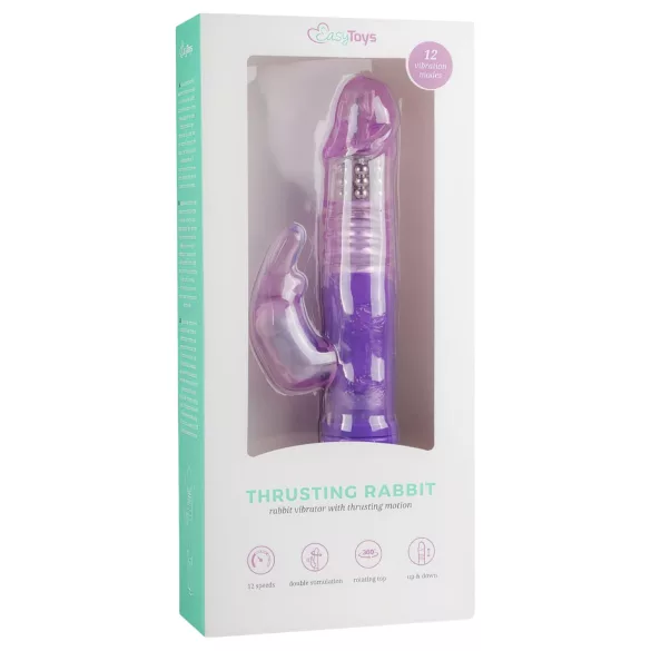 Easytoys Bunny - triušio ausų vibratorius - sukinėjasi, stūmuoja - violetinis