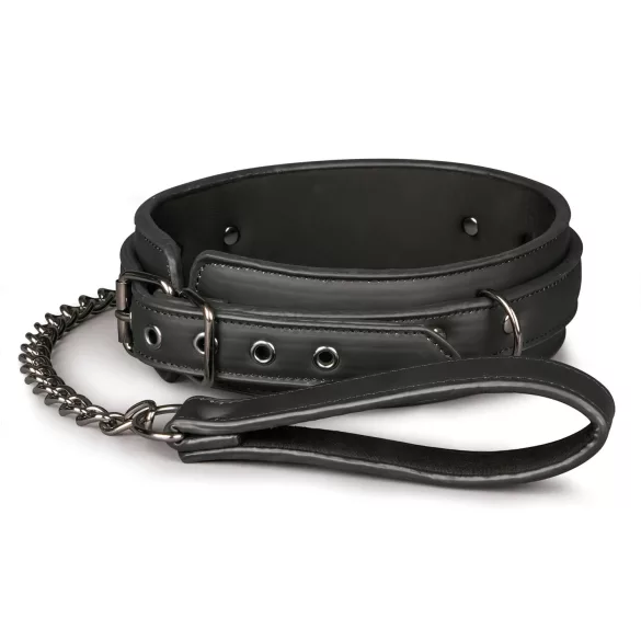 Easytoys - BDSM antkaklis su pavadėliu - juodas