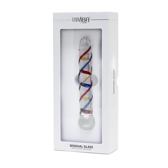 Rimba Rachella - dvigubas stiklinis dildo - skaidrus spalvotas