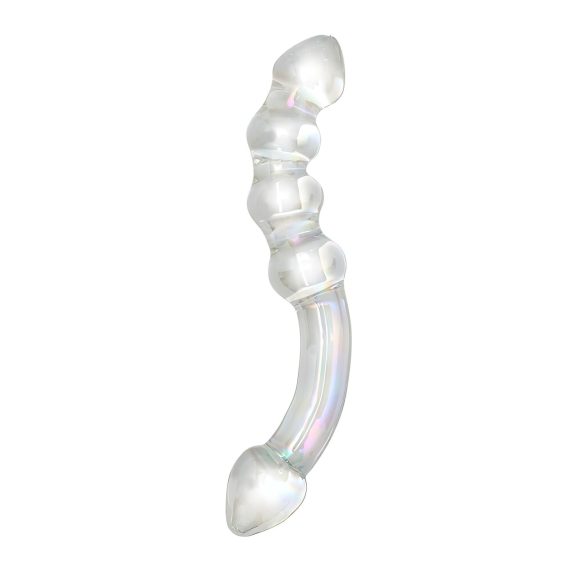 Rimba Xena - dvigubas stiklinis dildo (skaidrus)
