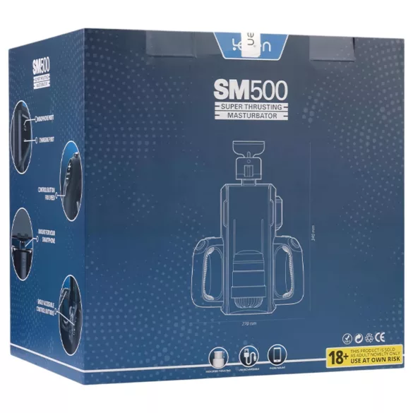 LETEN SM 500 - masturbatorius su judančia galva ir telefono laikikliu - juodas