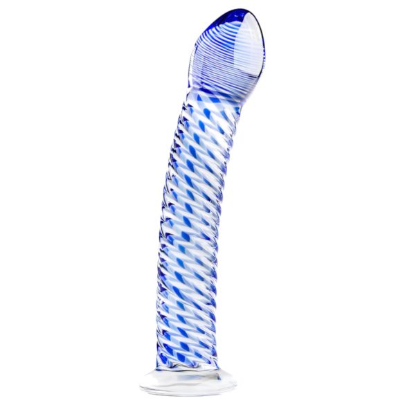 Gildo Glass No. 5 - stiklinis dildo spiralės formos - skaidrus/mėlynas