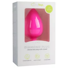   EasyToys Diamond - baltu akmeniu papuoštas analinis kaištis (didelis, rožinis)
