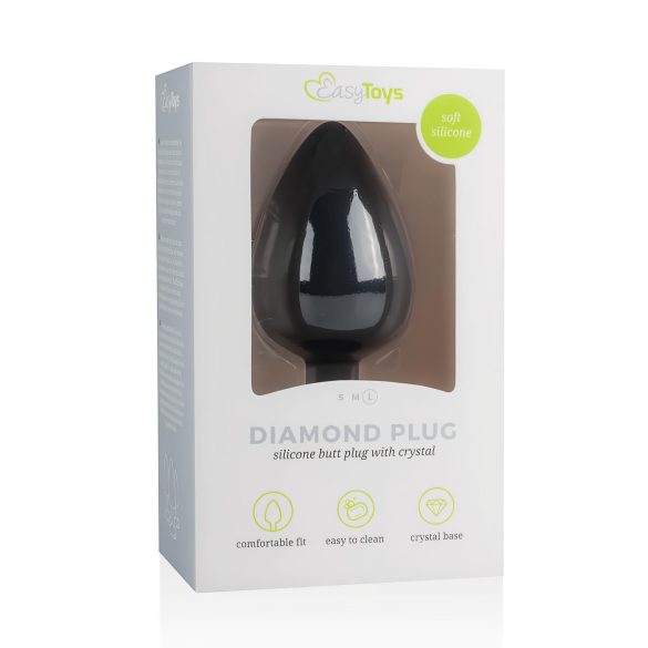 Easytoys Diamond - balto akmens analinis kaištis (didelis) - juoda