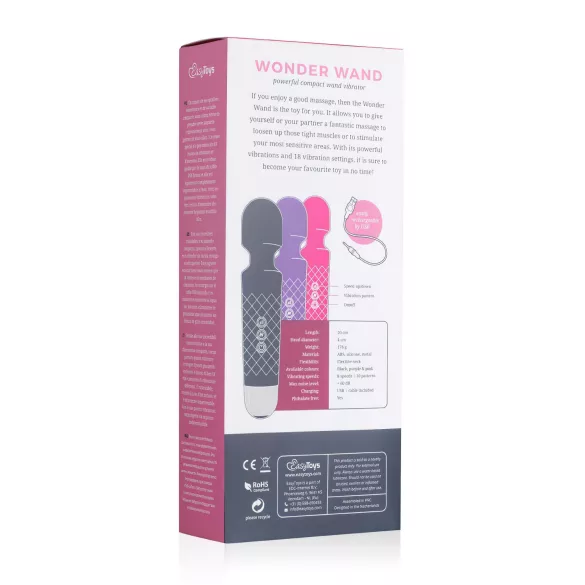 EasyToys - mini wand masažuoklis vibratorius - įkraunamas - violetinis