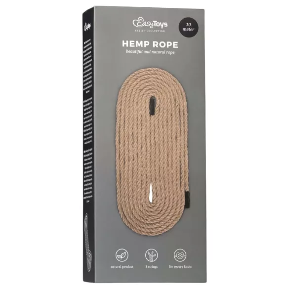 Easytoys kanapių virvė - kanapinė bondage virvė (10 m, natūrali)