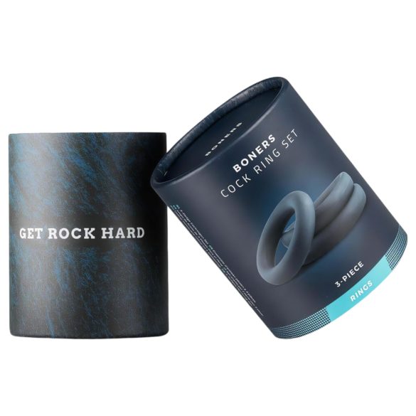 Boners - penio žiedų rinkinys - 3 vnt - pilka