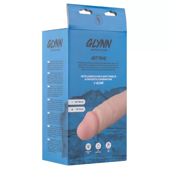 Real Fantasy Glynn - tikroviškas dildo su sėklidėmis - 25 cm natūralios spalvos