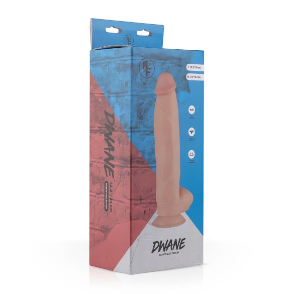 Real Fantasy Dwane - realistiškas dildo su sėklidėmis - 31cm natūralios spalvos