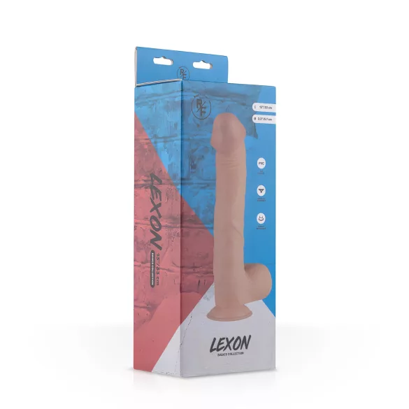 Real Fantasy Lexon - realistiškas dildas su sėklidėmis - 33cm natūralios spalvos