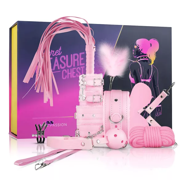 Secret Pleasure Chest - pažengusiųjų BDSM rinkinys - 14 dalių - rožinis