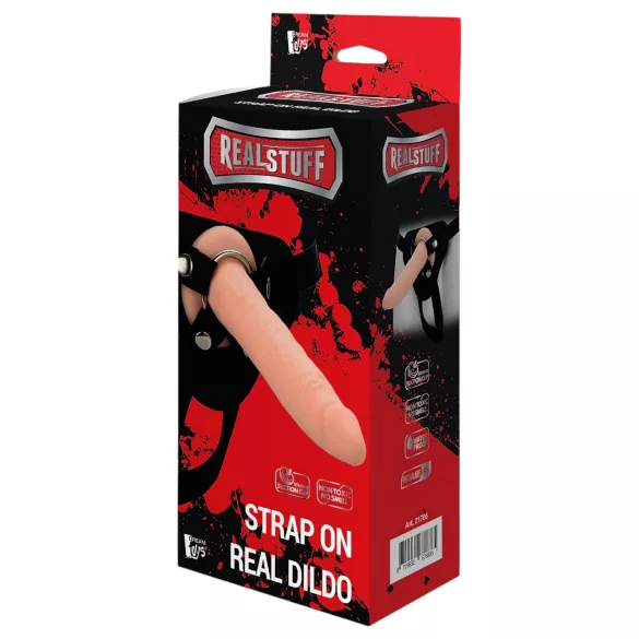 RealStuff - dirželis su dildo - siauras, natūralios spalvos