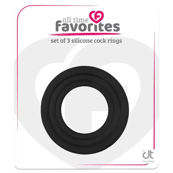 All time Favorites - penio žiedų rinkinys - 3 vnt - juodi
