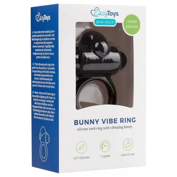 EasyToys Bunny - vibruojantis penio žiedas - juodas