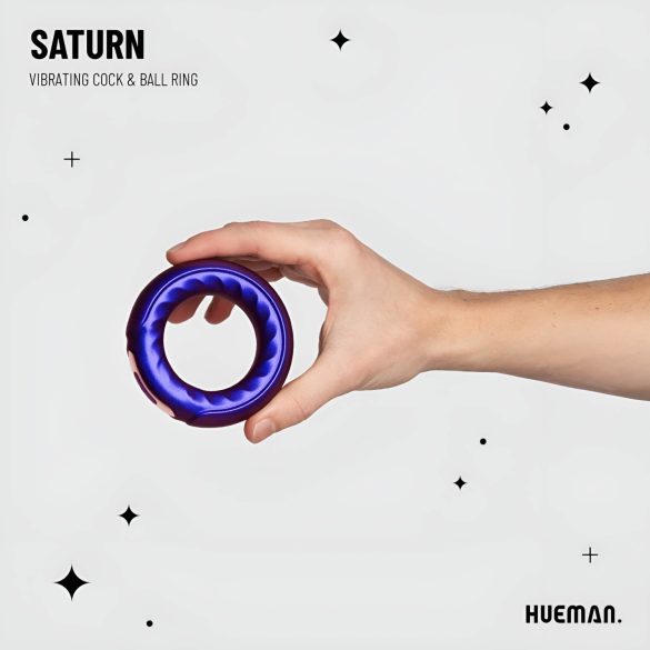 Hueman Saturn - įkraunamas, vandeniui atsparus vibruojantis penio žiedas (violetinis)