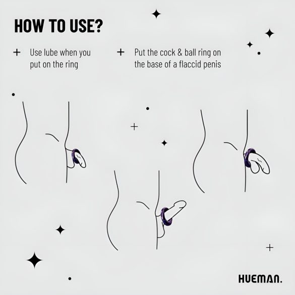 Hueman Saturn - įkraunamas, vandeniui atsparus vibruojantis penio žiedas (violetinis)