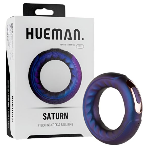 Hueman Saturn - įkraunamas, vandeniui atsparus vibruojantis penio žiedas (violetinis)