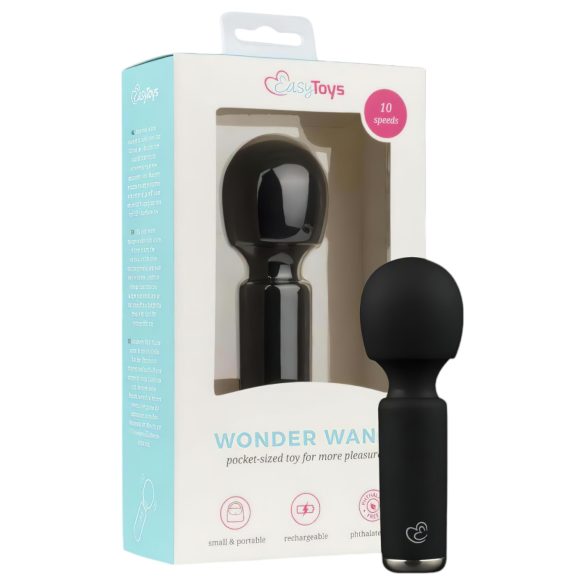 Easytoys Wonder Wand - įkraunamas mini masažuoklis vibratorius - juodas