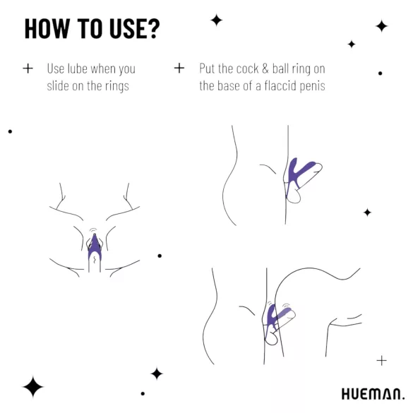 Hueman Infinity Ignite - vibruojantis penio ir sėklidžių žiedas - violetinis