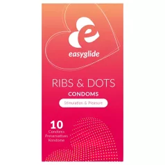  EasyGlide - prezervatyvai su taškeliais ir briaunelėmis - 10 vnt