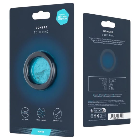 Boners Ergo - silikoninis penio žiedas - pilkas
