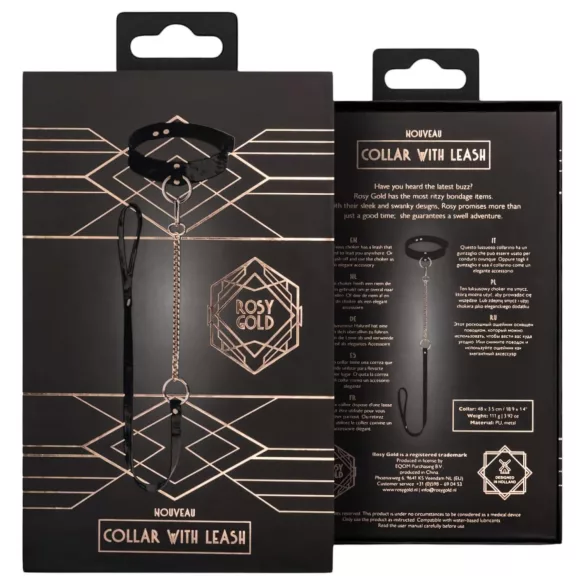 Rosy Gold - kaklo antkaklis ir pavadėlis - juodas/rožinio aukso