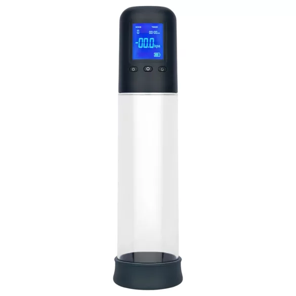 Boners - automatinė varpos pompa su LCD ekranu - permatoma/juoda
