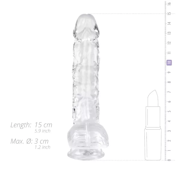 EasyToys - dildo su sėklidėmis - 13,5 cm - permatomas