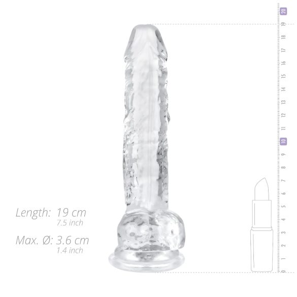 EasyToys - dildo su sėklidėmis - 17 cm - skaidrus