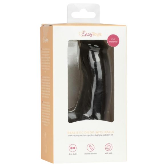 Easytoys - realistiškas dildo su sėklidėmis - 12 cm - juodas