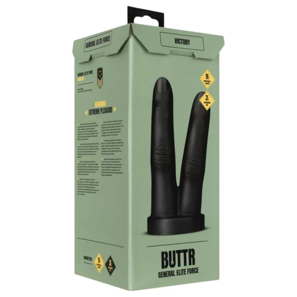 BUTTR Victory - dvigubas analinis dildo - juodas