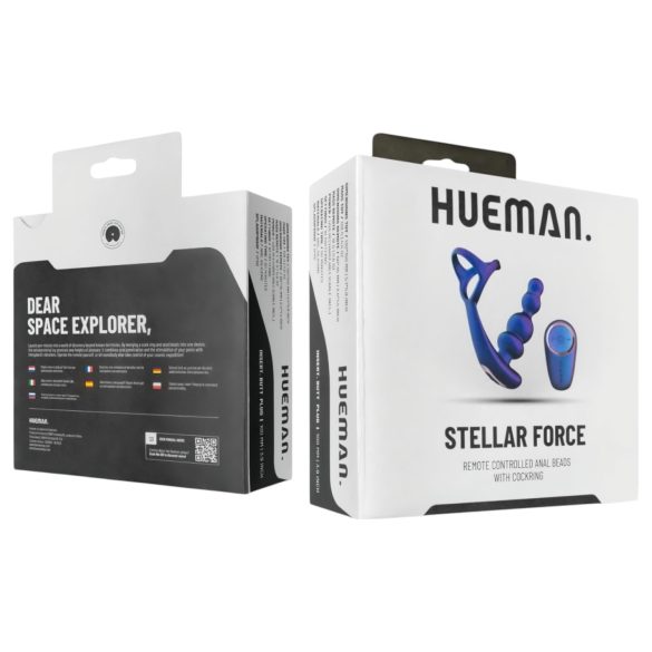 Hueman Stellar Force - analinis vibratorius ir penio žiedas (violetinės spalvos)