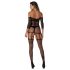 Christine - permatomas tinklelio kombinezonas - (juoda) - XS-XL
