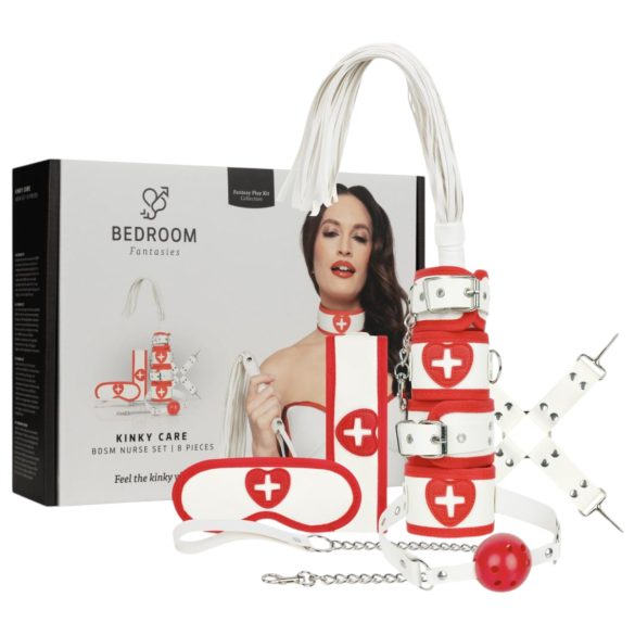 Bedroom Fantasies - 8 dalių seselės rinkinys (raudona-balta)