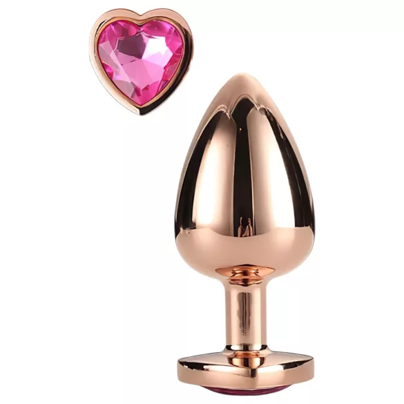 Gleaming Love - analinis kištukas su širdelės formos akmeniu - rožinis auksas