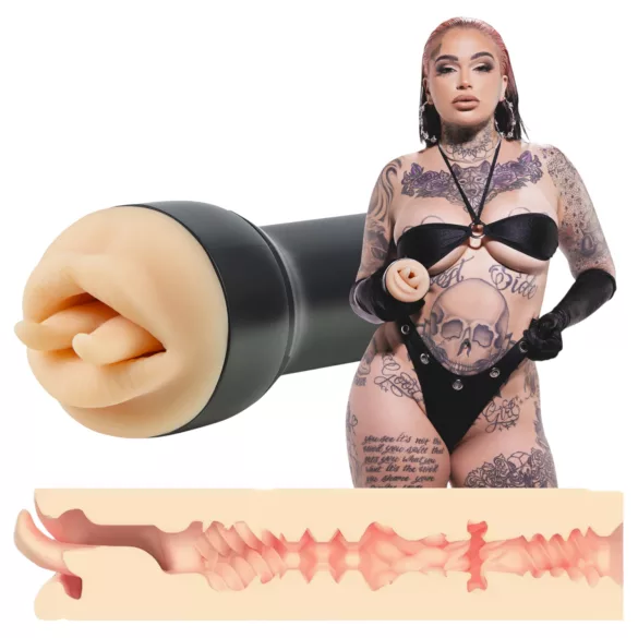 Kiiroo Feel Leigh Raven - dirbtinė burna su įpjautu liežuviu (natūralios spalvos)