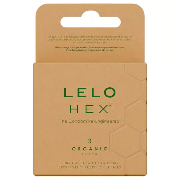 LELO Hex Organic - prezervatyvai - natūralūs - 3 vnt.
