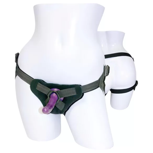 Sportsheets - prisegamas dirželis su silikoniniu dildo - violetinis