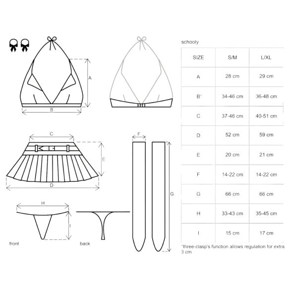 Obsessive - mokinukės kostiumas rinkinys - 6 dalių