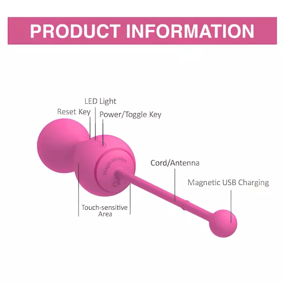 Magic Motion Kegel Master - programėle valdoma vibruojanti geišos (Kegel) rutuliukas (rožinis)