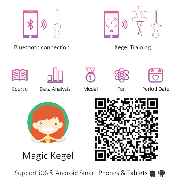 Magic Motion Kegel Master - programėle valdoma vibruojanti geišos (Kegel) rutuliukas (rožinis)