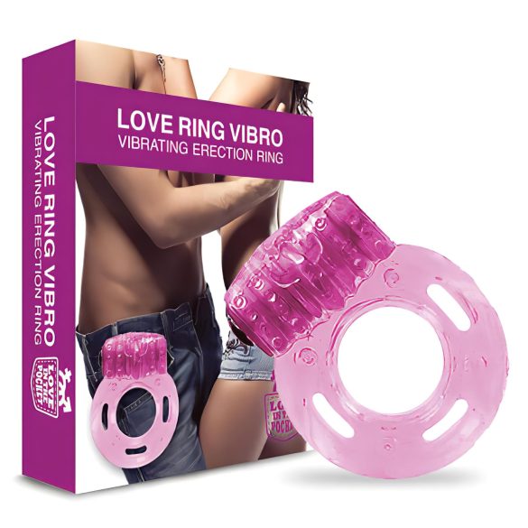 Meilė kišenėje - vienkartinis vibruojantis penio žiedas (rožinis)