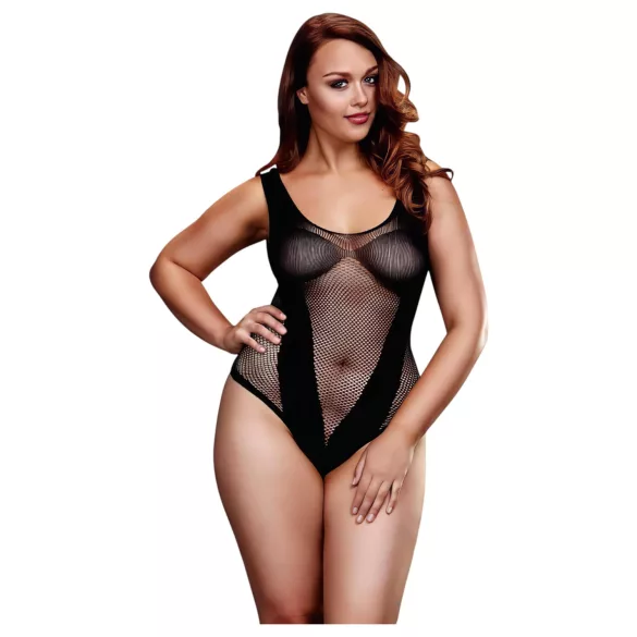 BACI Plus Size - rafinuotas juodas tinklelio bodis (XL-XXL)