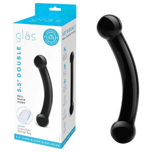 / GLAS - stiklinis dvigubas dildo (juodas)