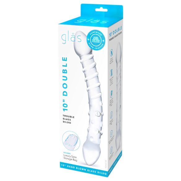 GLAS - dvigubas stiklinis dildo (skaidrus)