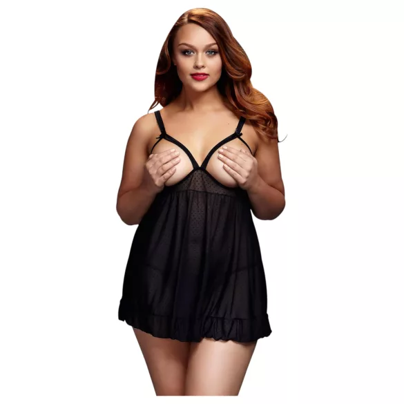 BACI - erotinis atviras taškuotas babydoll naktinukai - juoda - XL/XXL